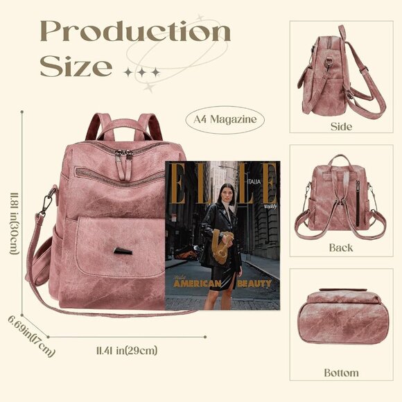 Women Backpack Purse Small Leather Waterproof Anti-Theft Shoulder Bag main image 4